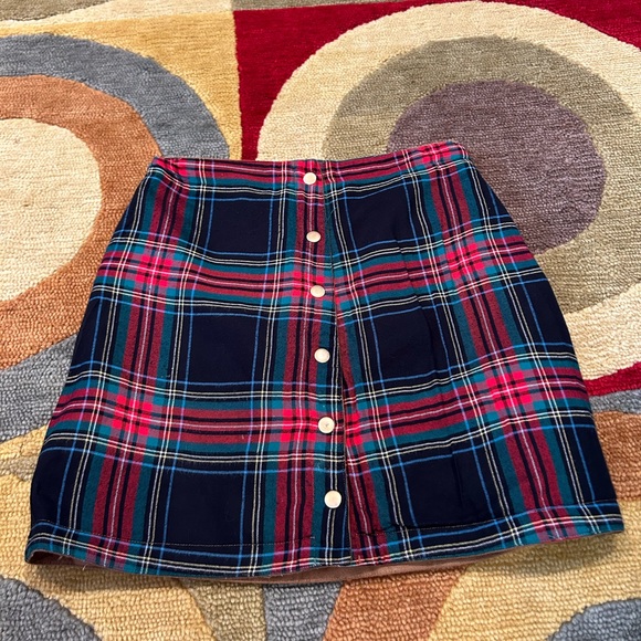 Plaid Faux Suede Fall Style Reversible Mini Skirt High Waisted Women’s Small - Picture 1 of 4